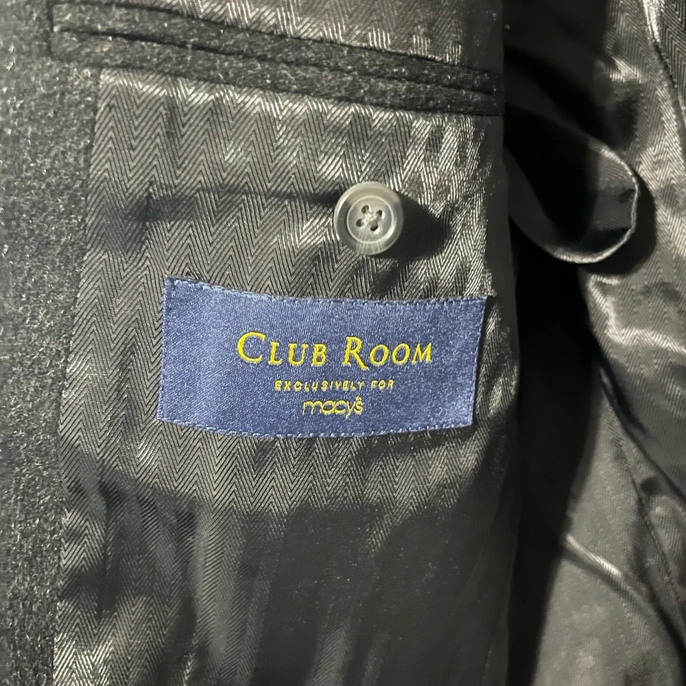 Club Room Blazer Sport Coat Jacket‎ Mens 40R Black Wool Silk Cashmere 2 Button